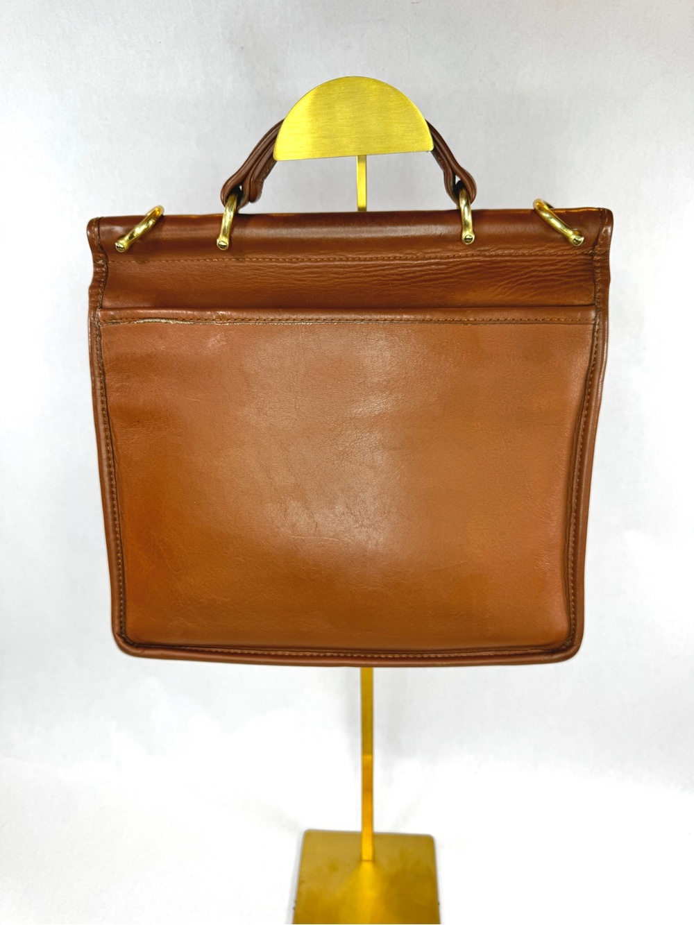 Vintage Coach Willis 9927 British Tan Leather Turnlock Top Handle Crossbody Bag - Picture 5 of 16